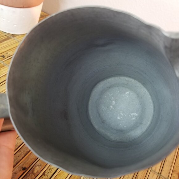 Vintage Pewter Pitcher Rustic Vase Pewterware 7" Tall with Handle - Picture 4 of 9